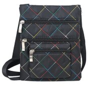Wholesale - RFID BLACK CROSSBODY BAG W/RAINBOW STITCHING C/P 100, UPC: 600606201155